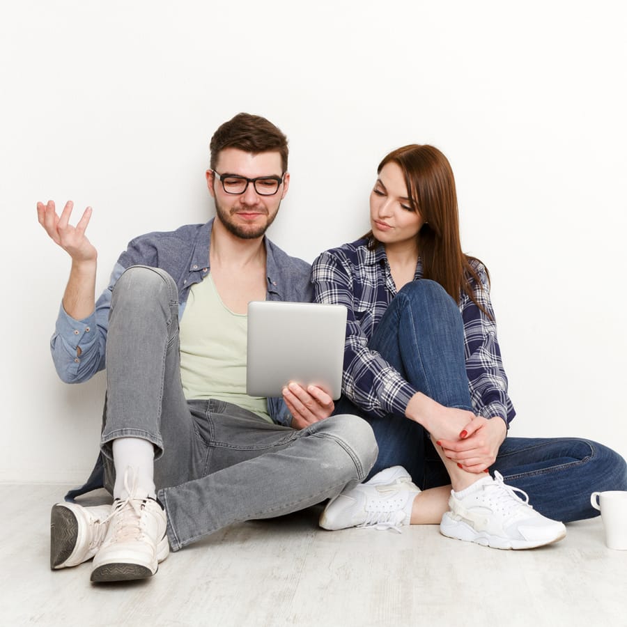 couple searching online for information